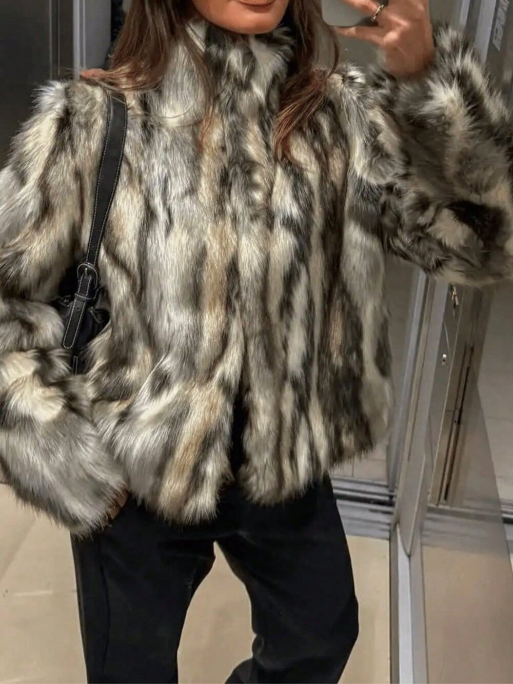 Multicolor Casual Women's Faux Fur Effect Coat Jacket - Picture 3 of 9